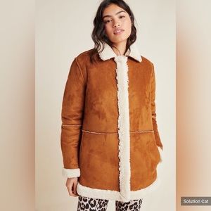 Kailani Faux Suede Sherpa Coat Jacket Anthropologie